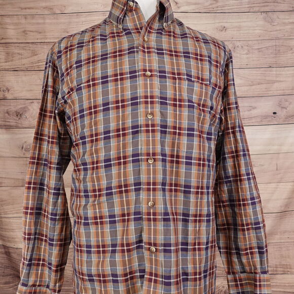 JOS A BANK TRAVELER'S COLLECTION PLAID BUTTON DOWN SHIRT MENS SIZE M MEDIUM - Picture 3 of 6